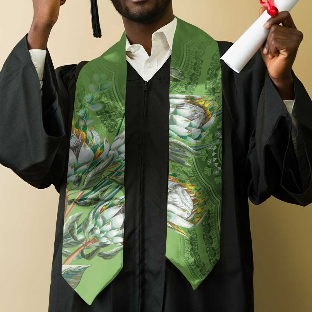 African King Proteas Dashiki Motif Graduation Stole Green Style
