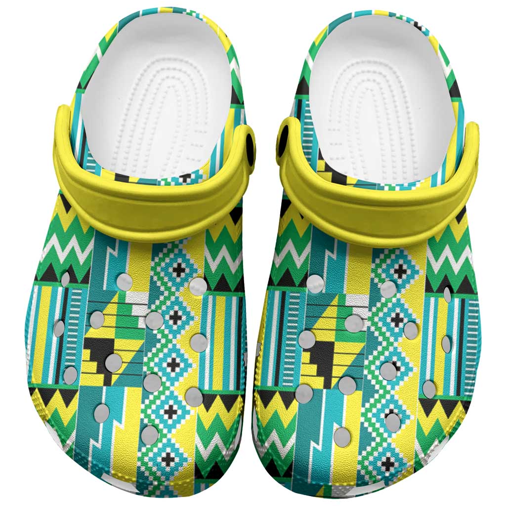 African Nkyinkyin Kente Pattern Clogs Shoes - African Pride