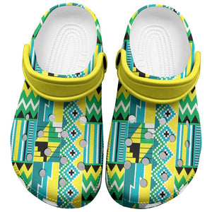 African Nkyinkyin Kente Pattern Clogs Shoes - African Pride