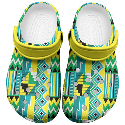 African Nkyinkyin Kente Pattern Clogs Shoes - African Pride