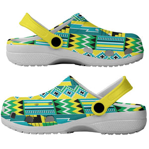African Nkyinkyin Kente Pattern Clogs Shoes - African Pride