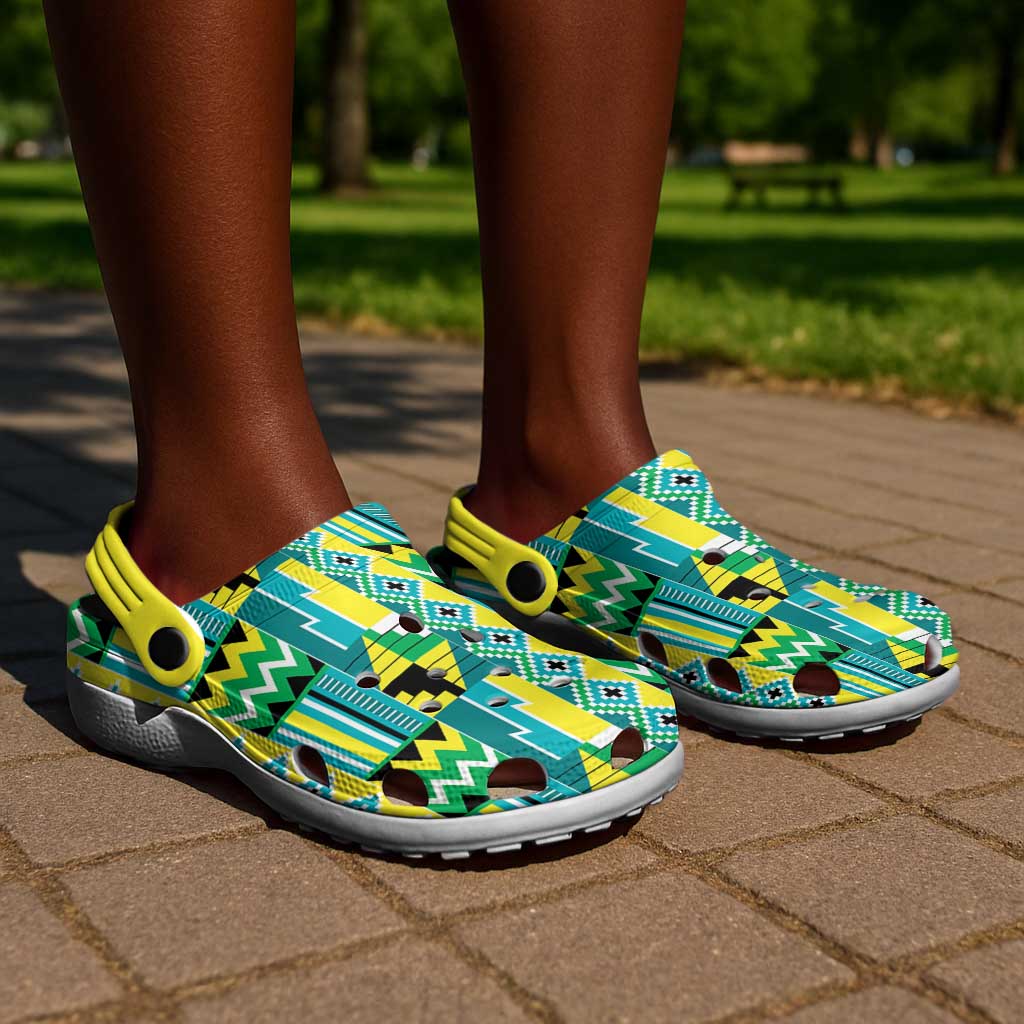 African Nkyinkyin Kente Pattern Clogs Shoes - African Pride