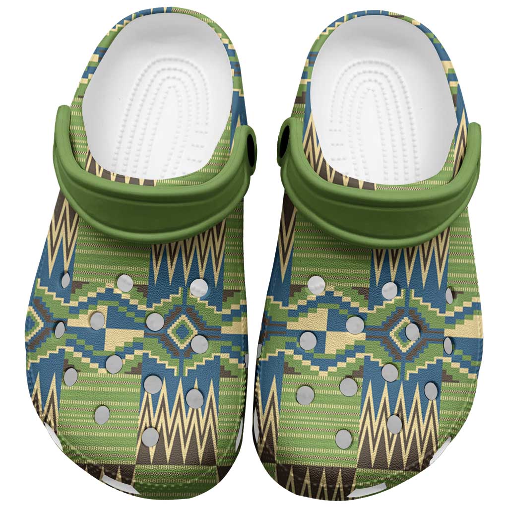 African Obaakofo Mmu Man Kente Pattern Clogs Shoes by African Pride