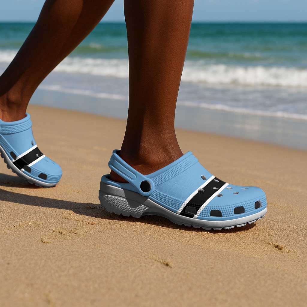 African Proud Botswana Flag Clogs Shoes - African Pride