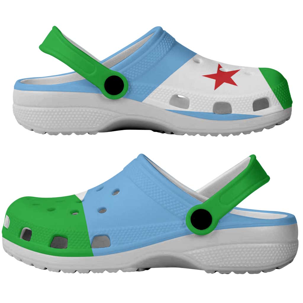 African Proud Djibouti Flag Clogs Shoes - African Pride