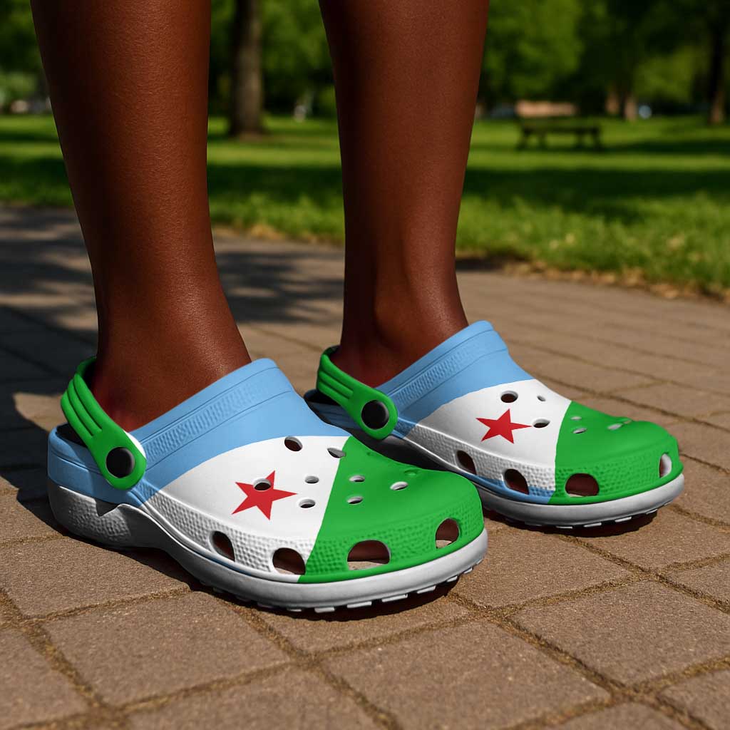 African Proud Djibouti Flag Clogs Shoes - African Pride