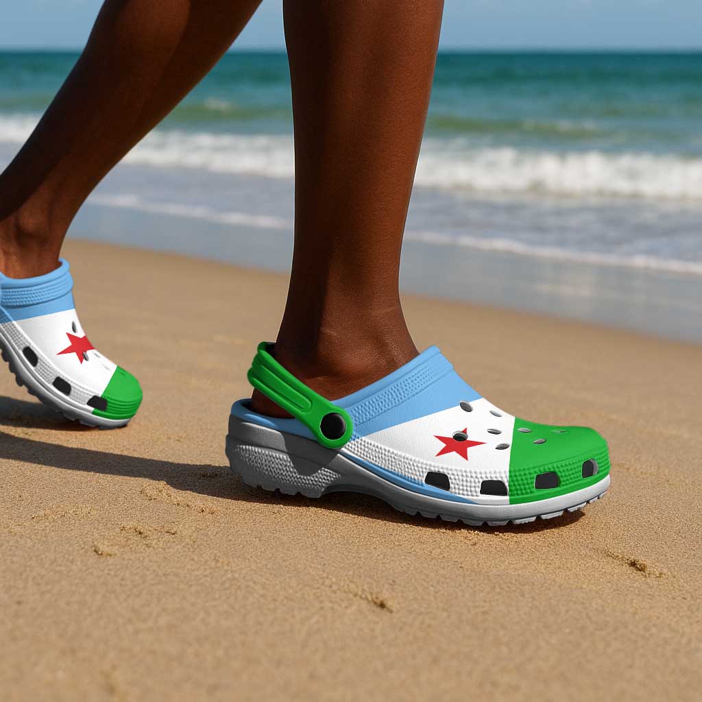 African Proud Djibouti Flag Clogs Shoes - African Pride