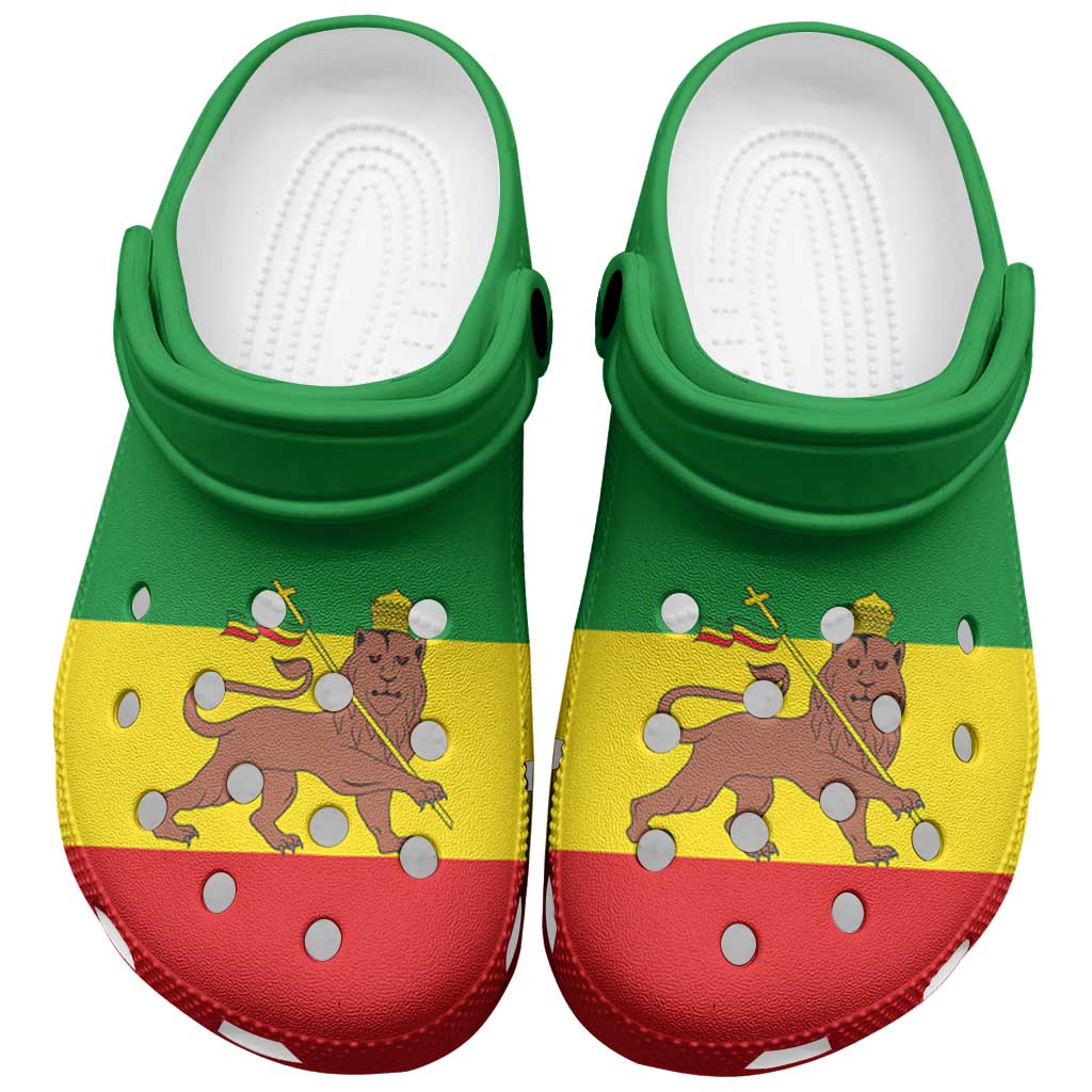 African Proud Ethiopian Empire Flag Clogs Shoes by African Pride