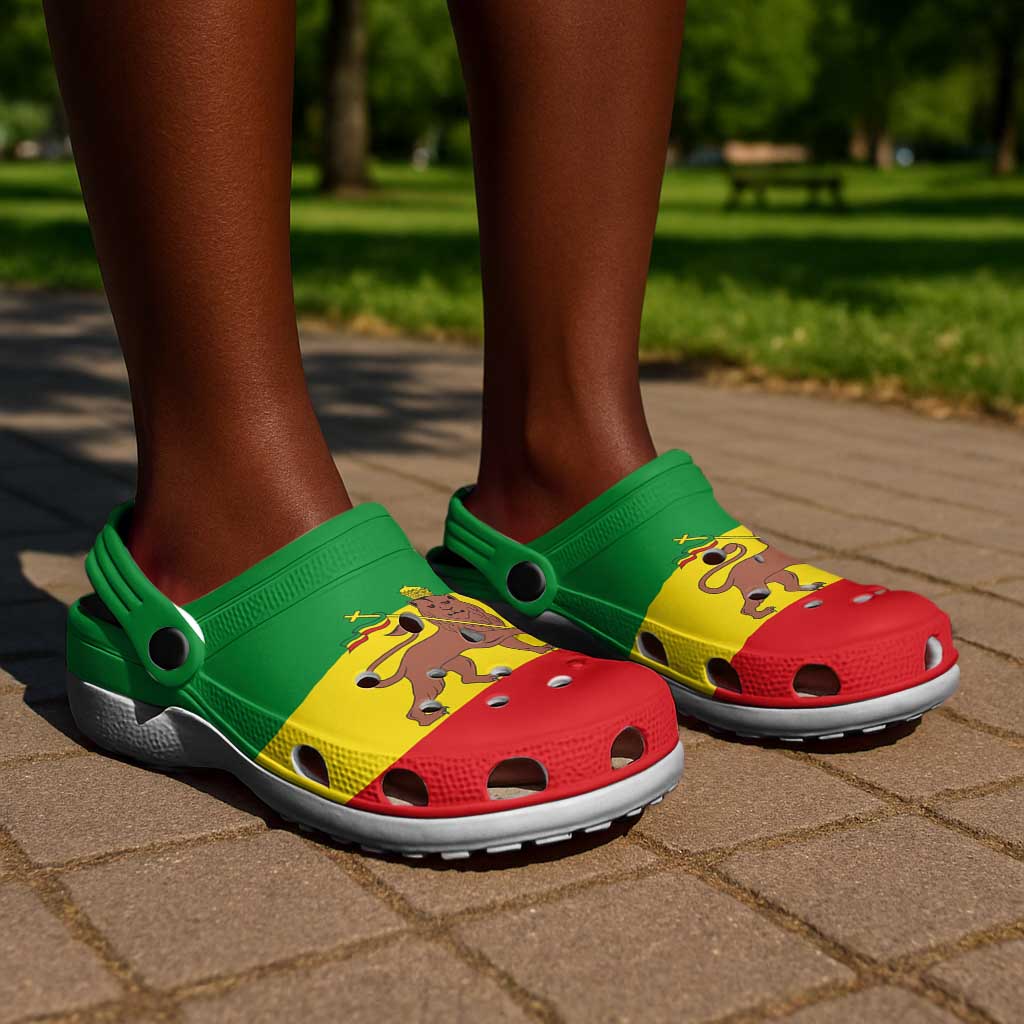African Proud Ethiopian Empire Flag Clogs Shoes - African Pride