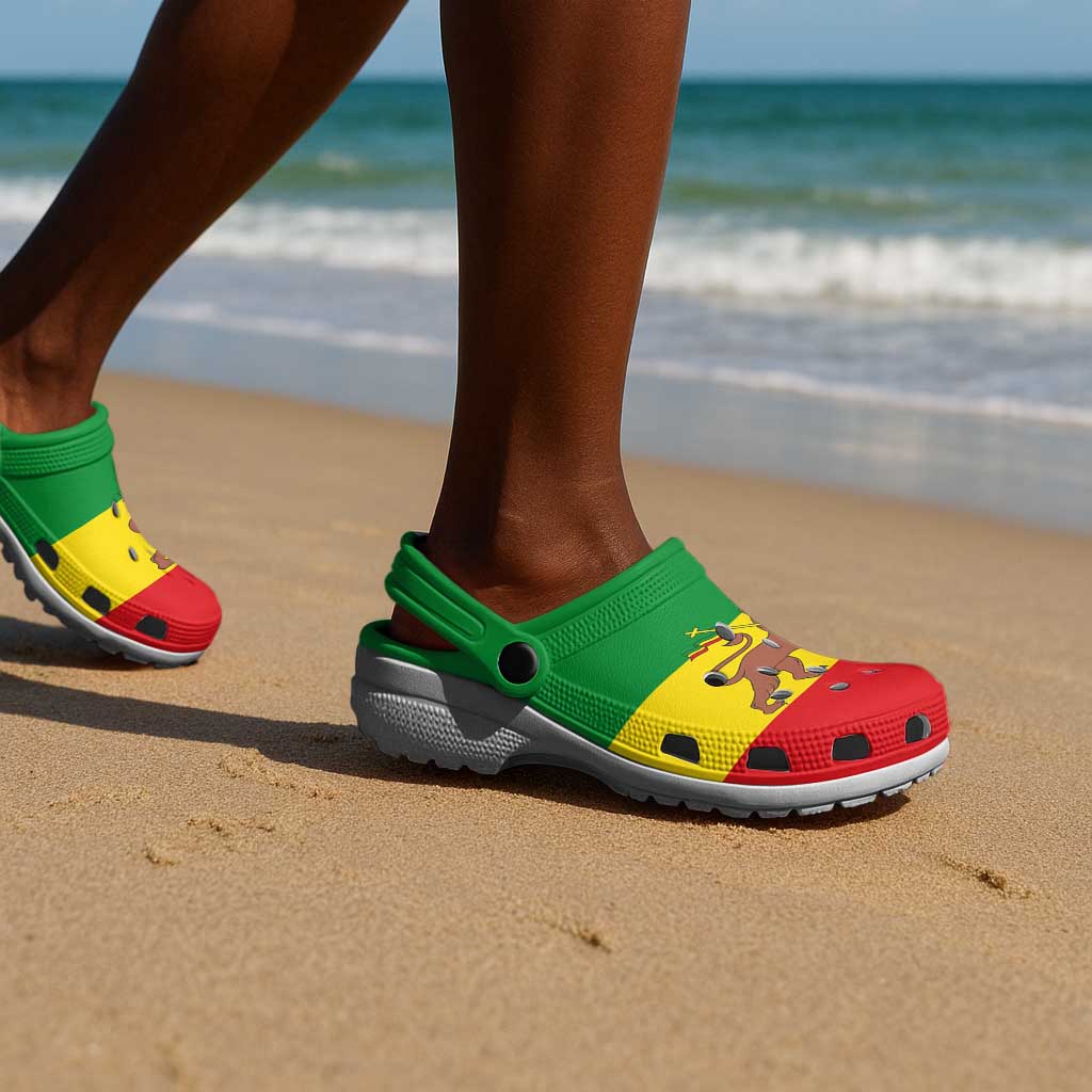 African Proud Ethiopian Empire Flag Clogs Shoes - African Pride