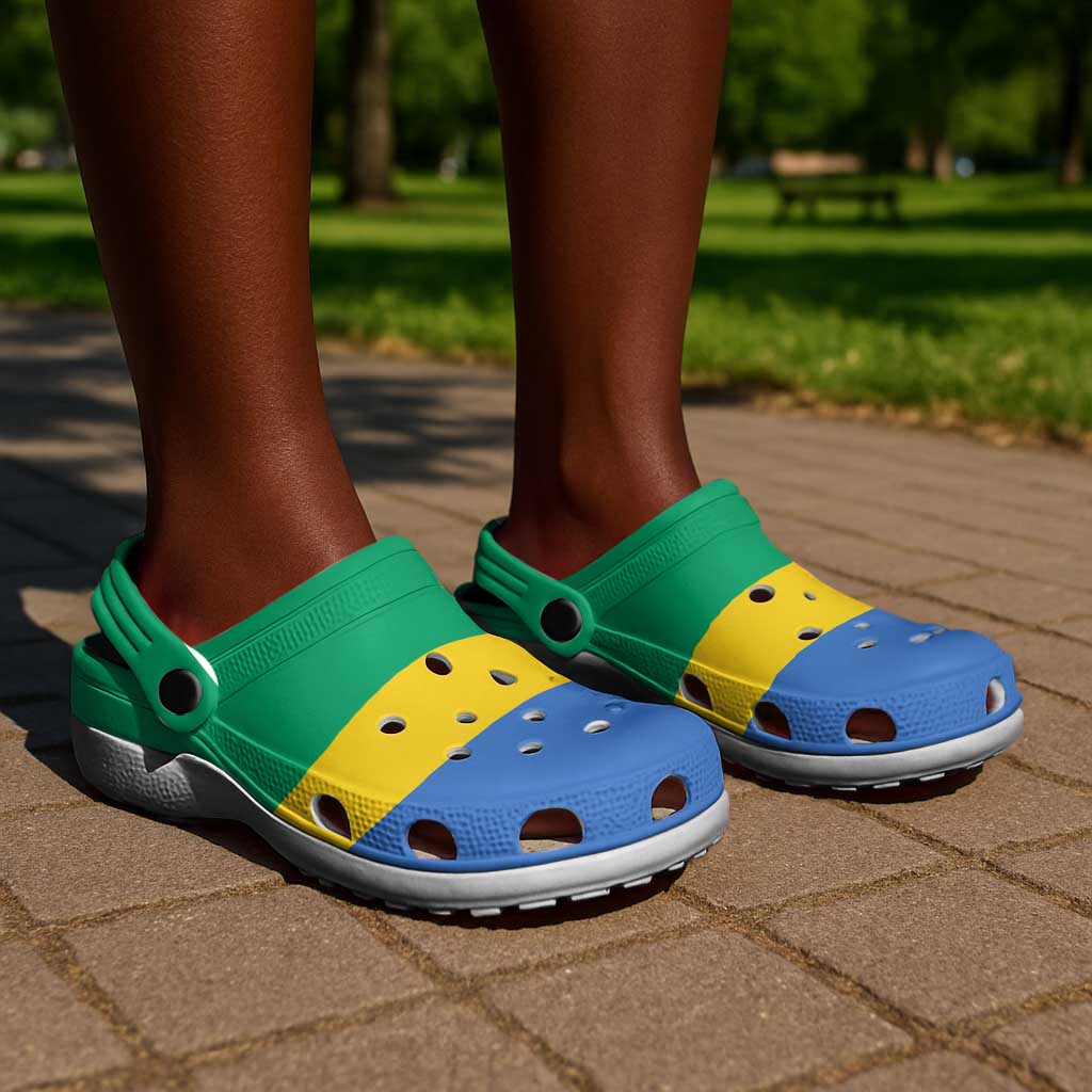 African Proud Gabon Flag Clogs Shoes - African Pride
