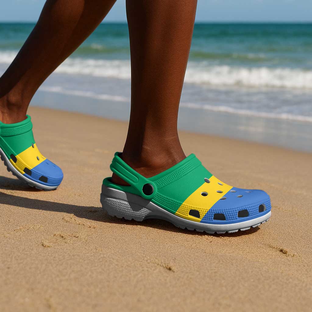African Proud Gabon Flag Clogs Shoes - African Pride