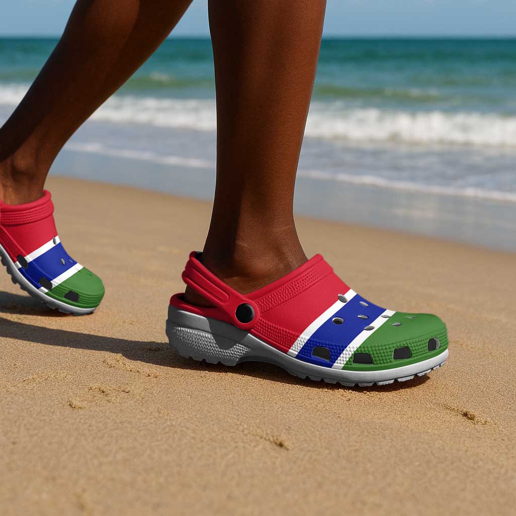 African Proud Gambia Flag Clogs Shoes - African Pride