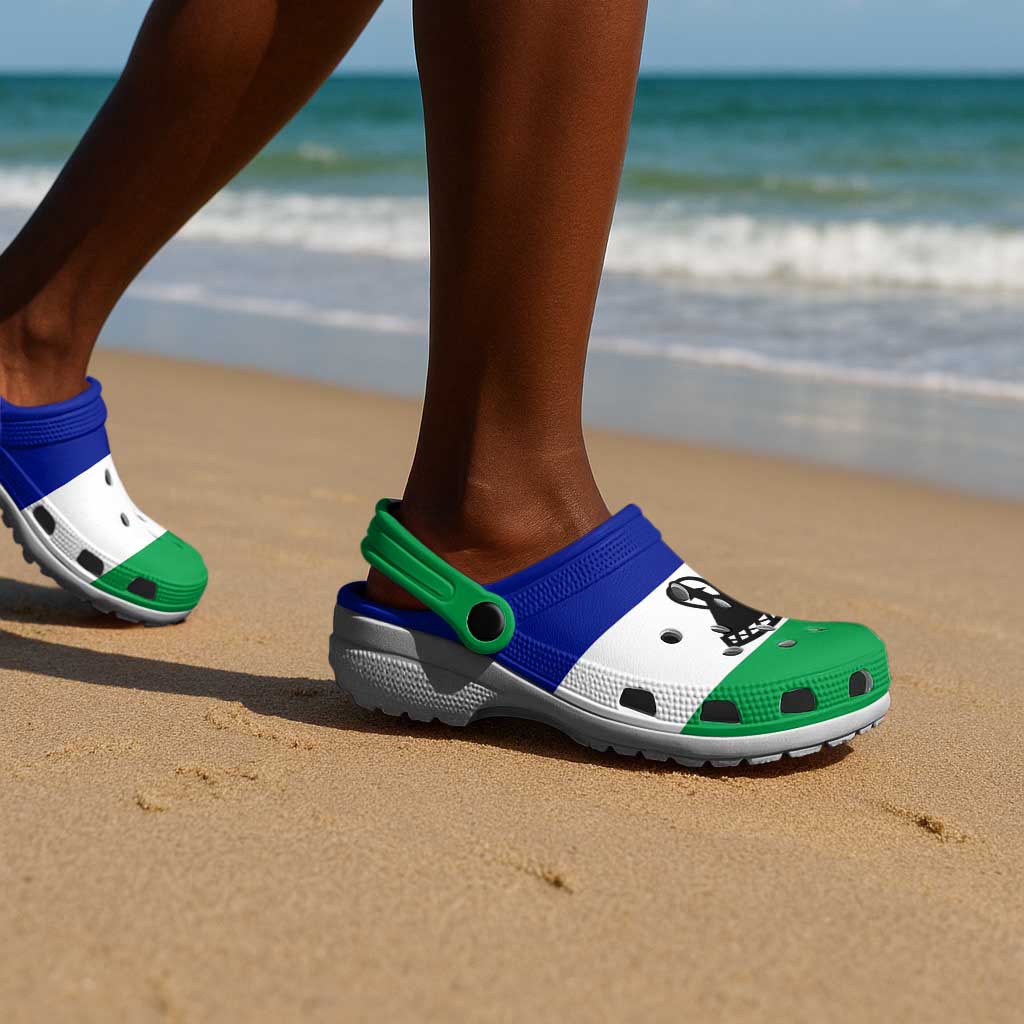 African Proud Lesotho Flag Clogs Shoes - African Pride