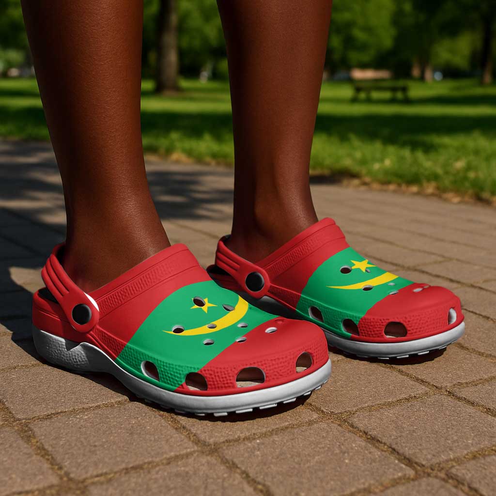 African Proud Mauritania Flag Clogs Shoes - African Pride