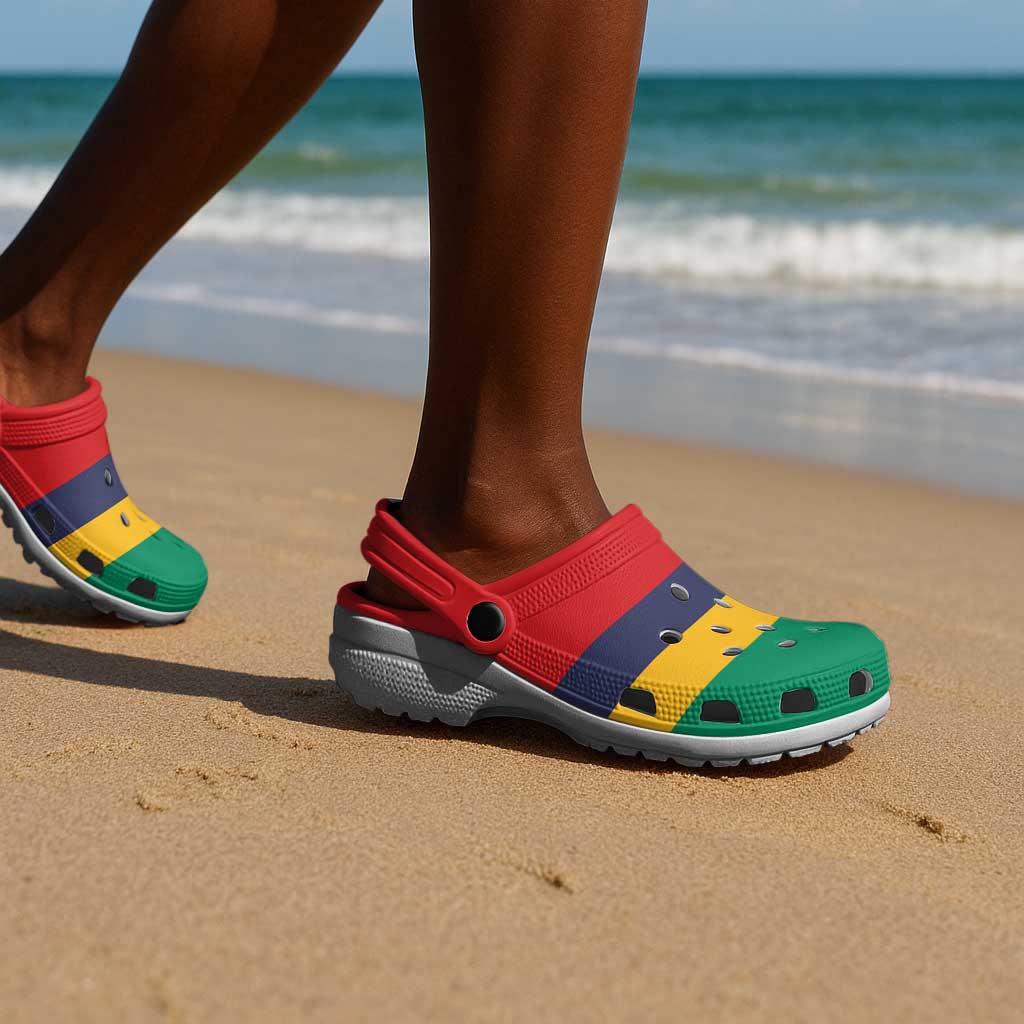 African Proud Mauritius Flag Clogs Shoes - African Pride