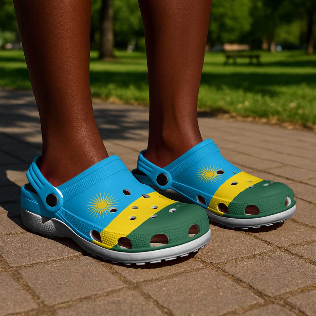 African Proud Rwanda Flag Clogs Shoes - African Pride