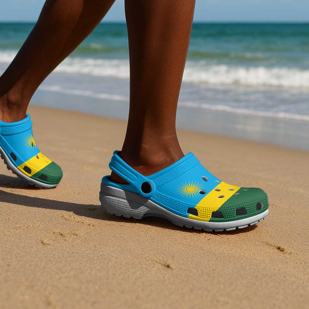 African Proud Rwanda Flag Clogs Shoes - African Pride