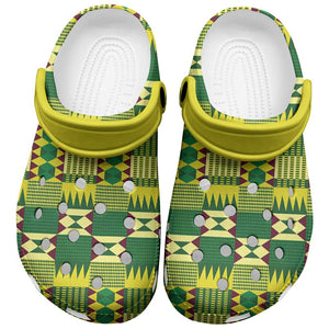 African Sika Fre Mogya Kente Pattern Clogs Shoes - African Pride
