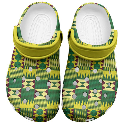 African Sika Fre Mogya Kente Pattern Clogs Shoes - African Pride