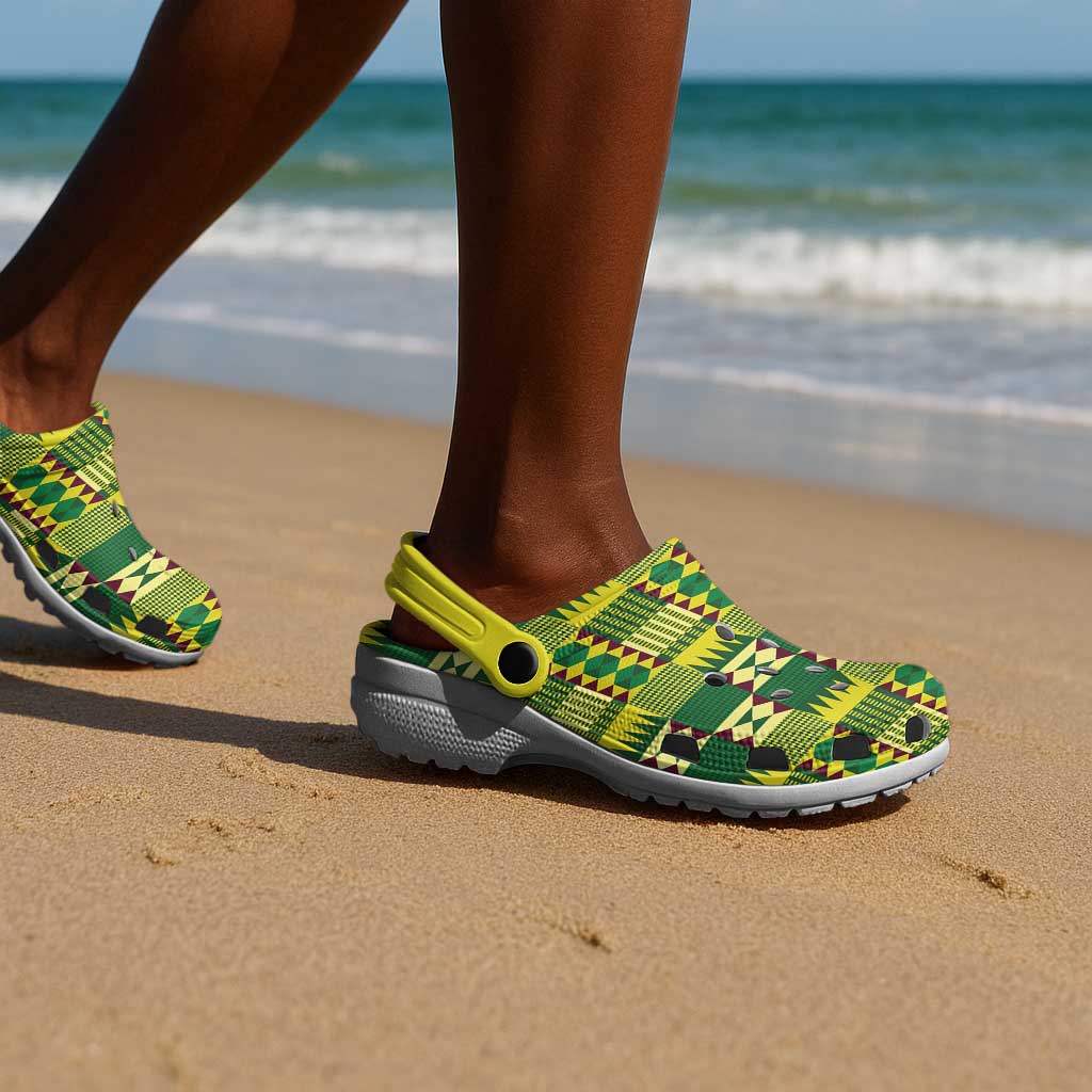 African Sika Fre Mogya Kente Pattern Clogs Shoes - African Pride