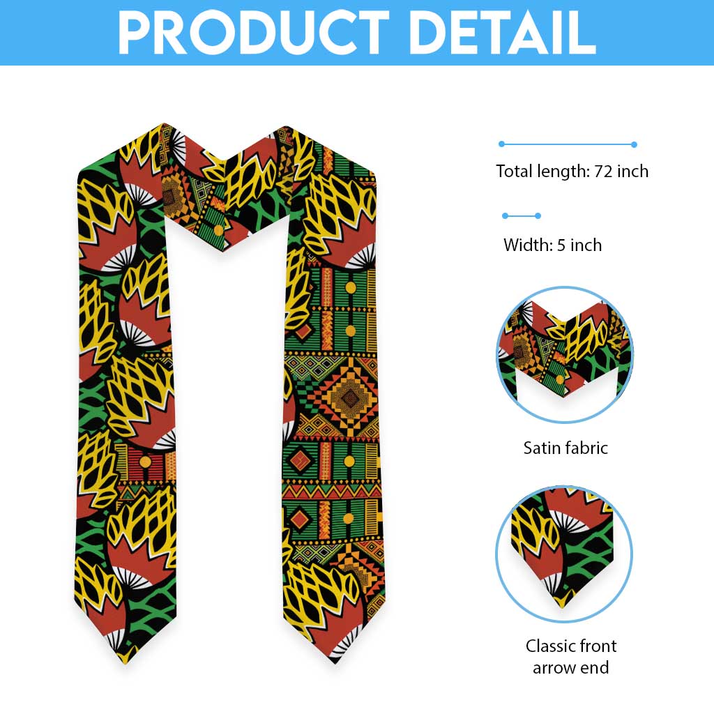 African Tribal Geometric Mixed Kanga Pattern Graduation Stole