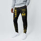Afro Haiti 1804 Jogger Pants Gold Tropical Leaves And Coat Of Arms - African Pride
