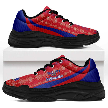 Afro Haiti 2026 Football Chunky Sneakers Les Grenadiers Veve Vodou Red Curve Stylized - African Pride