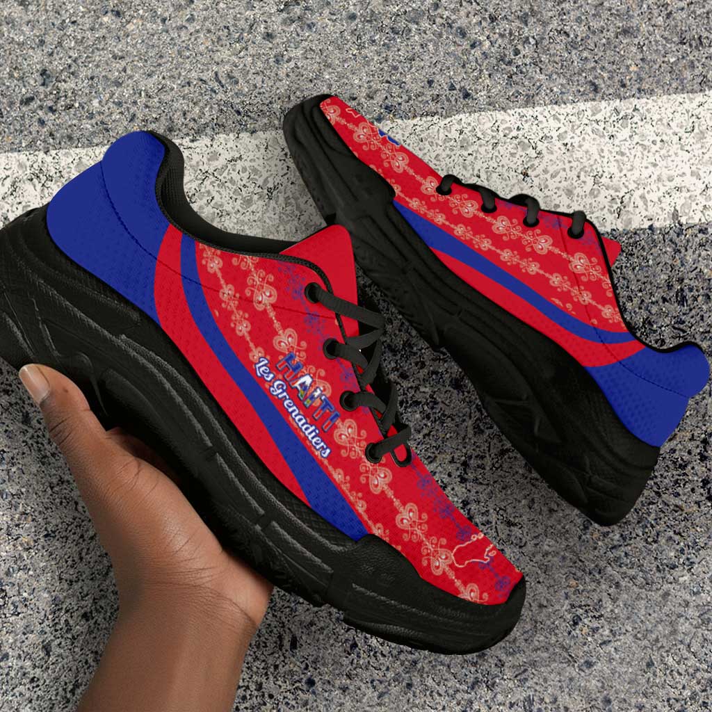 Afro Haiti 2026 Football Chunky Sneakers Les Grenadiers Veve Vodou Red Curve Stylized - African Pride