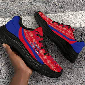Afro Haiti 2026 Football Chunky Sneakers Les Grenadiers Veve Vodou Red Curve Stylized - African Pride