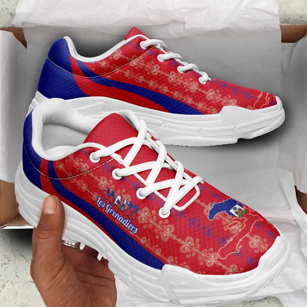 Afro Haiti 2026 Football Chunky Sneakers Les Grenadiers Veve Vodou Red Curve Stylized - African Pride