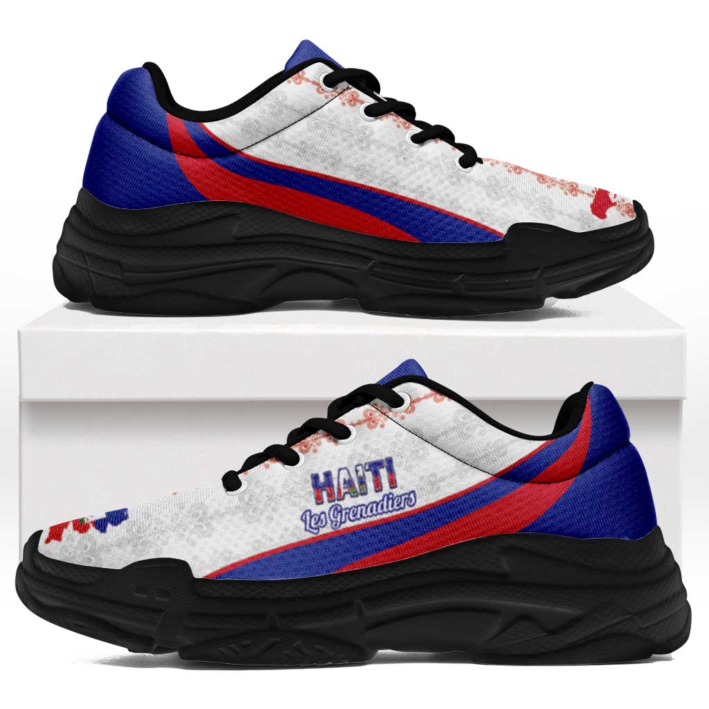 Afro Haiti 2026 Football Chunky Sneakers Les Grenadiers Veve Vodou White Curve Stylized - African Pride