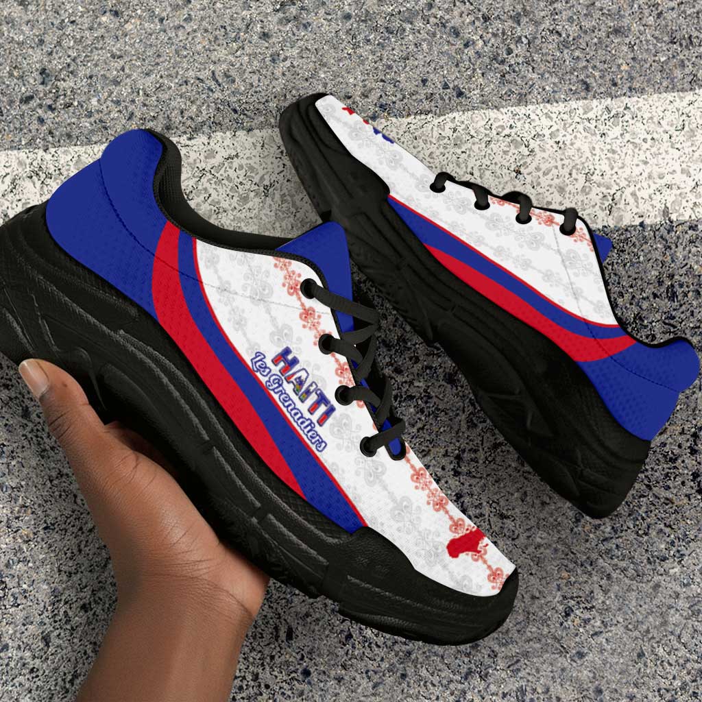 Afro Haiti 2026 Football Chunky Sneakers Les Grenadiers Veve Vodou White Curve Stylized - African Pride