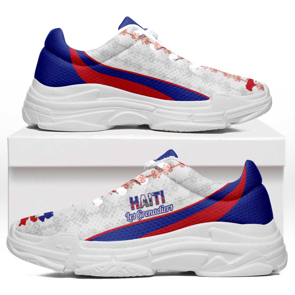 Afro Haiti 2026 Football Chunky Sneakers Les Grenadiers Veve Vodou White Curve Stylized - African Pride