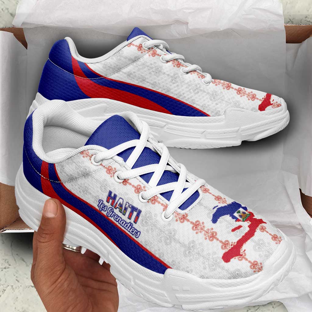 Afro Haiti 2026 Football Chunky Sneakers Les Grenadiers Veve Vodou White Curve Stylized - African Pride