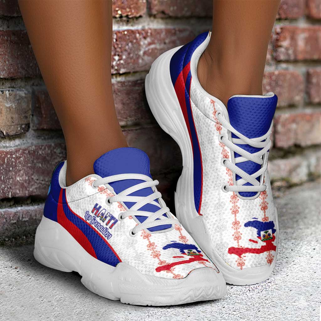 Afro Haiti 2026 Football Chunky Sneakers Les Grenadiers Veve Vodou White Curve Stylized - African Pride