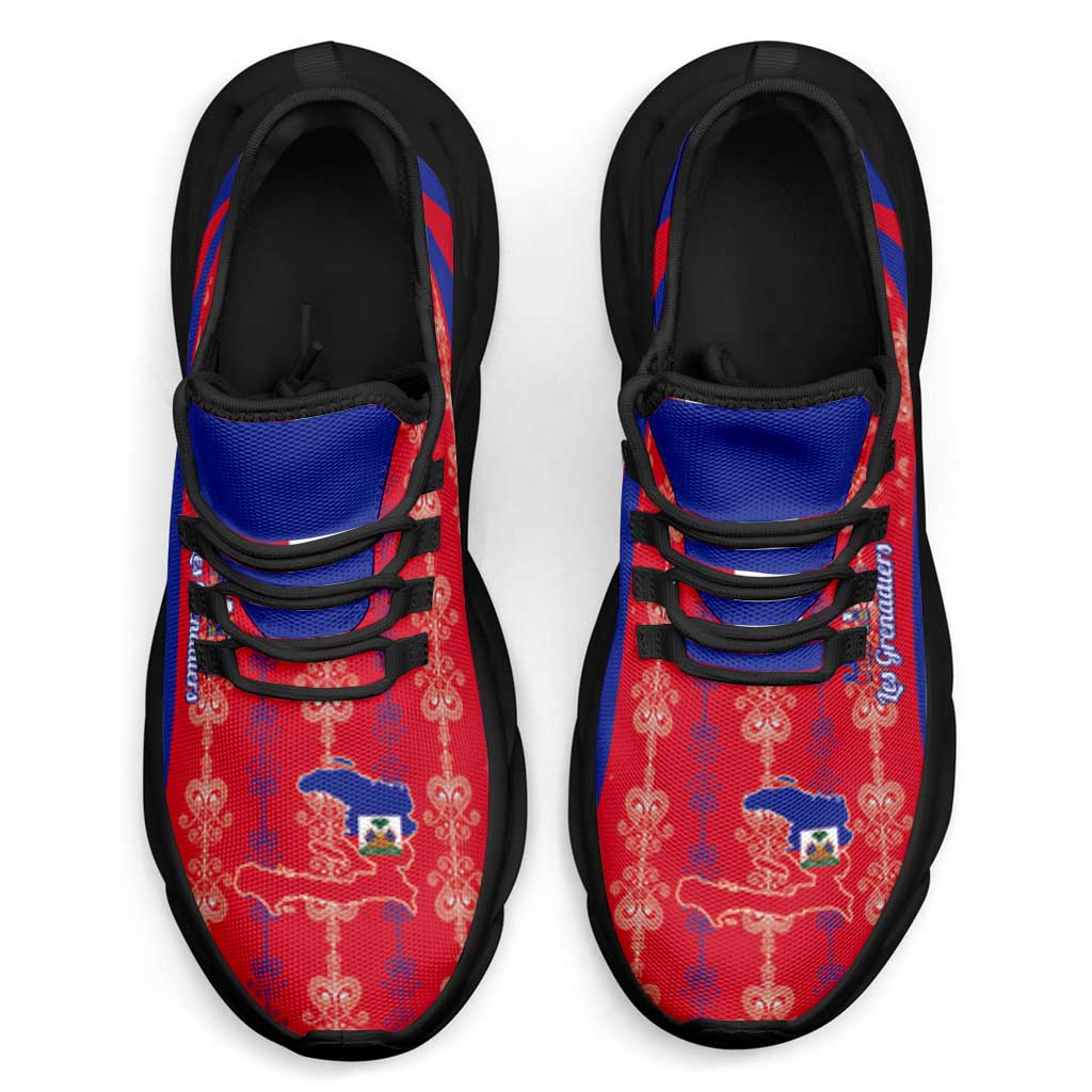Afro Haiti 2026 Football Clunky Sneakers Les Grenadiers Veve Vodou Red Curve Stylized - African Pride
