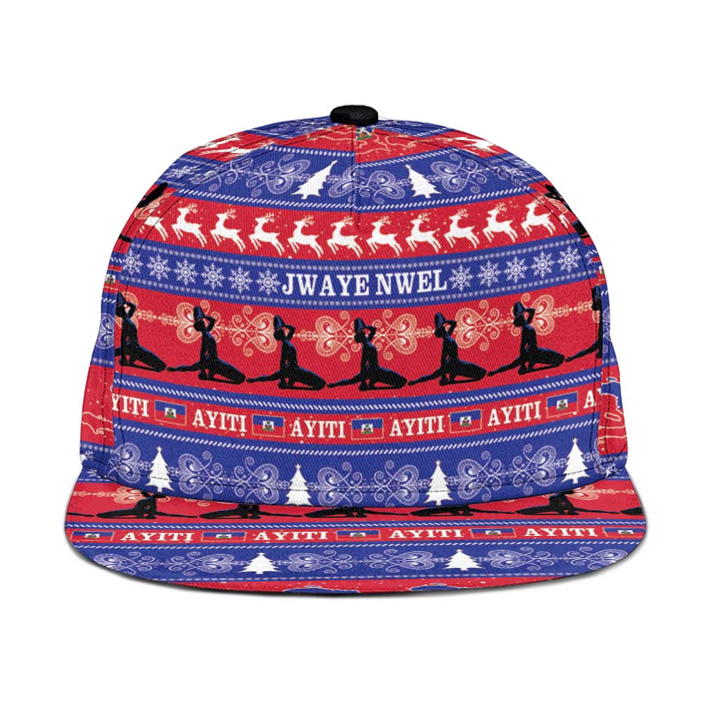 Afro Haiti Christmas Snapback Cap Jwaye Nwel Ayiti Neg Marron Veve Vodou - African Pride
