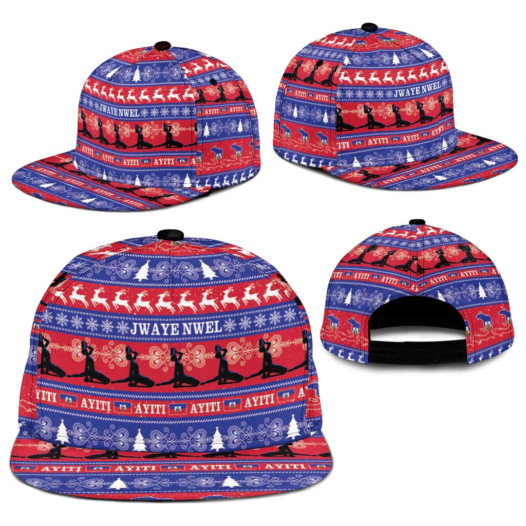 Afro Haiti Christmas Snapback Cap Jwaye Nwel Ayiti Neg Marron Veve Vodou - African Pride