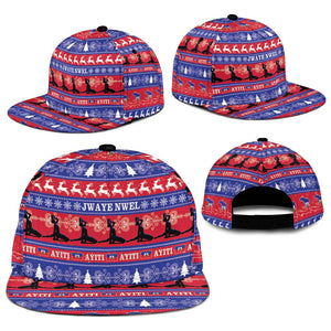 Afro Haiti Christmas Snapback Cap Jwaye Nwel Ayiti Neg Marron Veve Vodou - African Pride