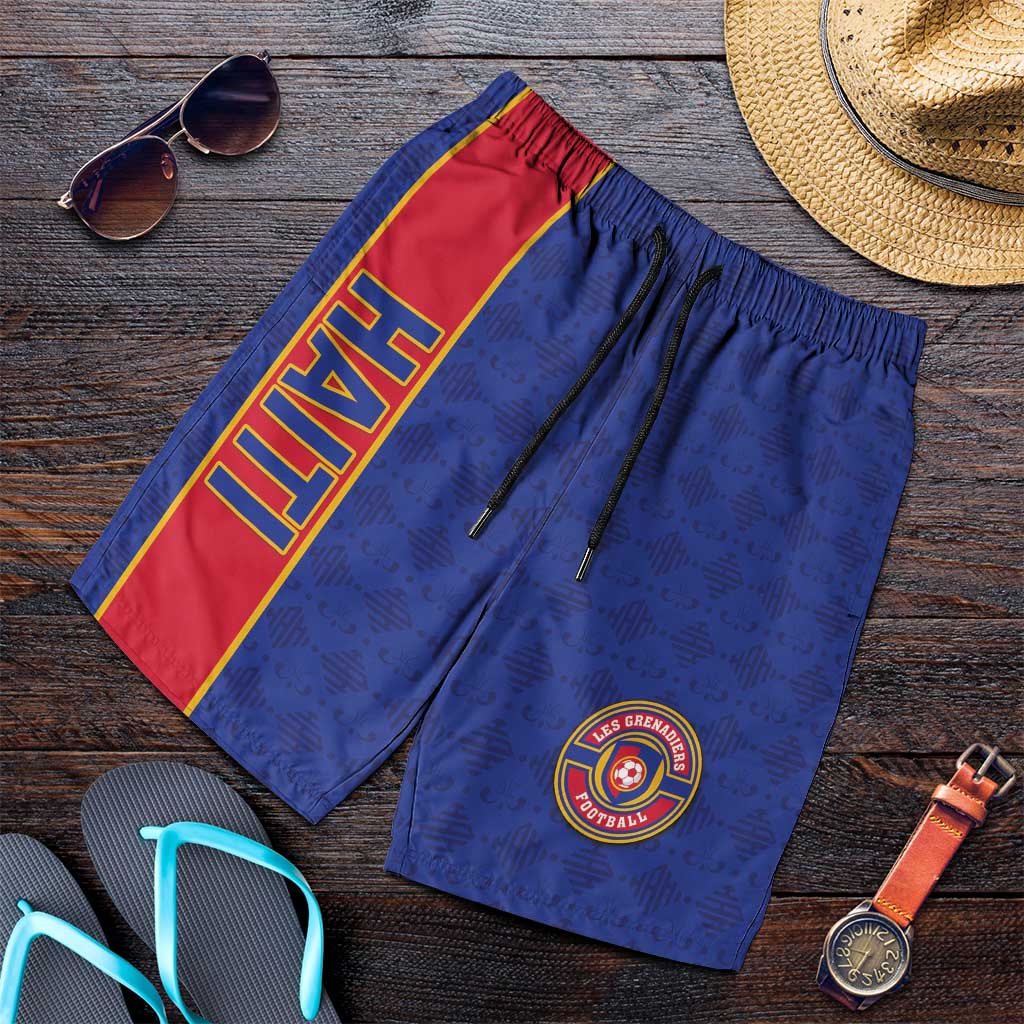Afro Haiti Football Shorts for Men Le Rouge et Bleu Sporty Style - African Pride