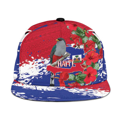 Afro Haiti Independence Day Snapback Cap 1804 Proud Ayiti Map Hispaniolan Trogon - African Pride