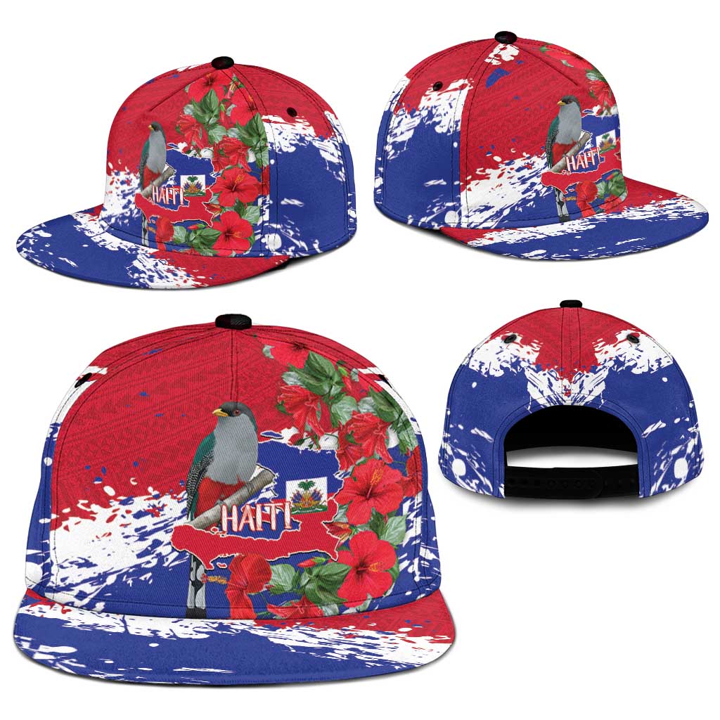 Afro Haiti Independence Day Snapback Cap 1804 Proud Ayiti Map Hispaniolan Trogon - African Pride