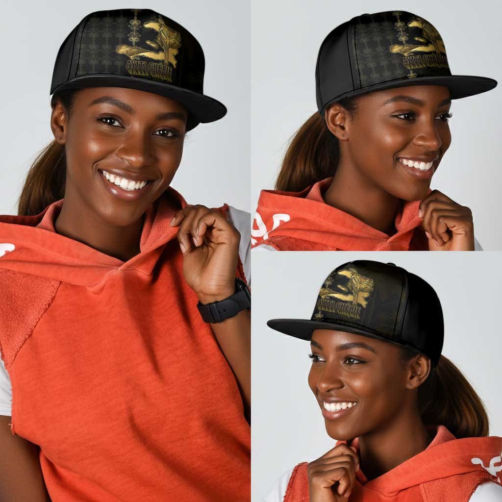 Afro-Haitians Ayiti Cherie Snapback Cap Haiti Map Kanson Wouj Veve Vodou