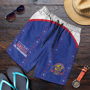 Afro-Haitians Football Pride Shorts for Men Les Grenadiers Veve Vodou Blue Version - African Pride