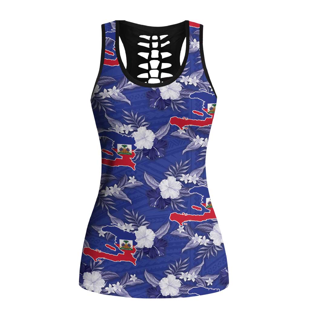 Afro-Haitians Hollow Tank Top Ayiti Map and Rose Kayenn Tropical Style - African Pride