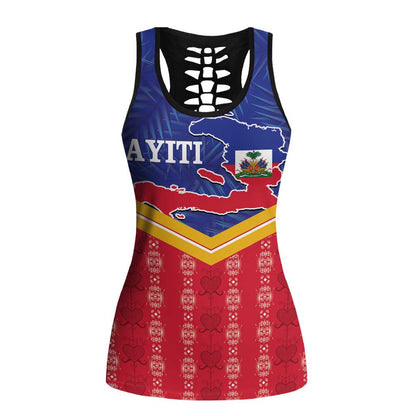 Afro-Haitians Hollow Tank Top Proud Ayiti Veve Vodou Royal Palm Leaves - African Pride