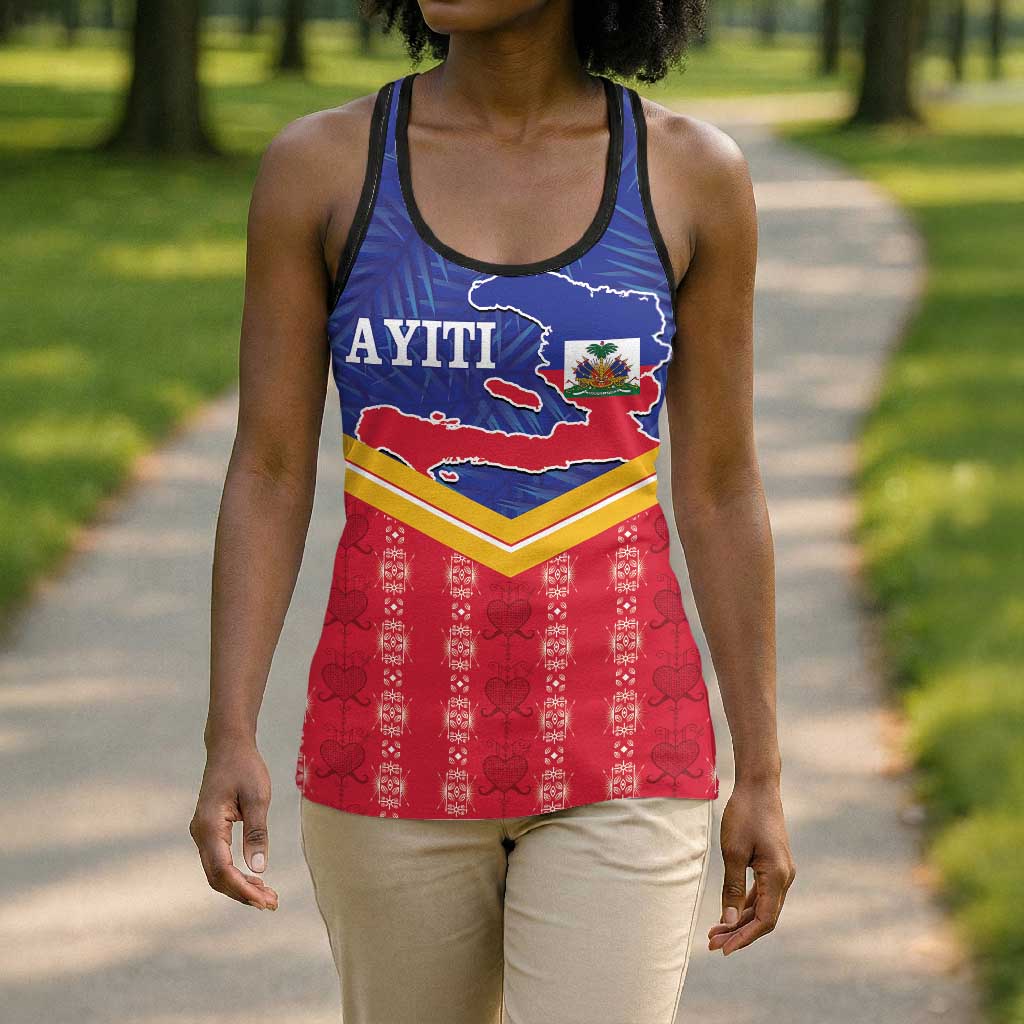 Afro-Haitians Hollow Tank Top Proud Ayiti Veve Vodou Royal Palm Leaves - African Pride