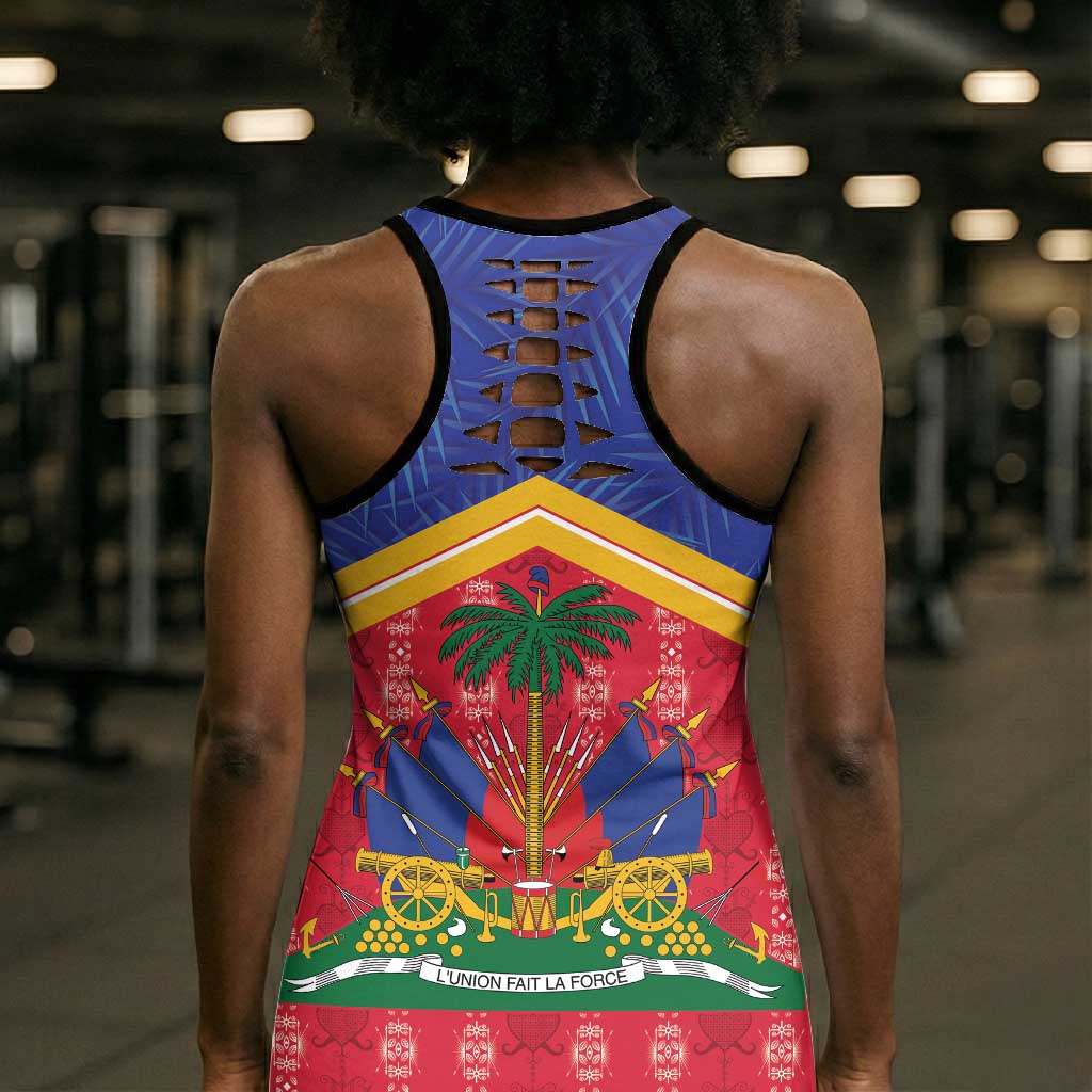 Afro-Haitians Hollow Tank Top Proud Ayiti Veve Vodou Royal Palm Leaves - African Pride
