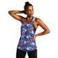 Afro-Haitians Women Racerback Tank Ayiti Map and Rose Kayenn Tropical Style - African Pride